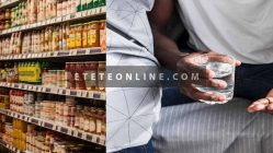 Can-Foods-in-a-supermarket-and-a-man-taking-drugs