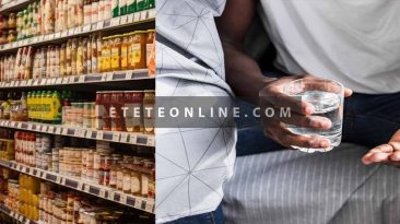 Can-Foods-in-a-supermarket-and-a-man-taking-drugs